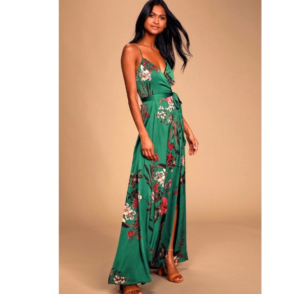 Lulu's | Dresses | Lulus Still The One Emerald Floral Maxi Dress | Poshmark